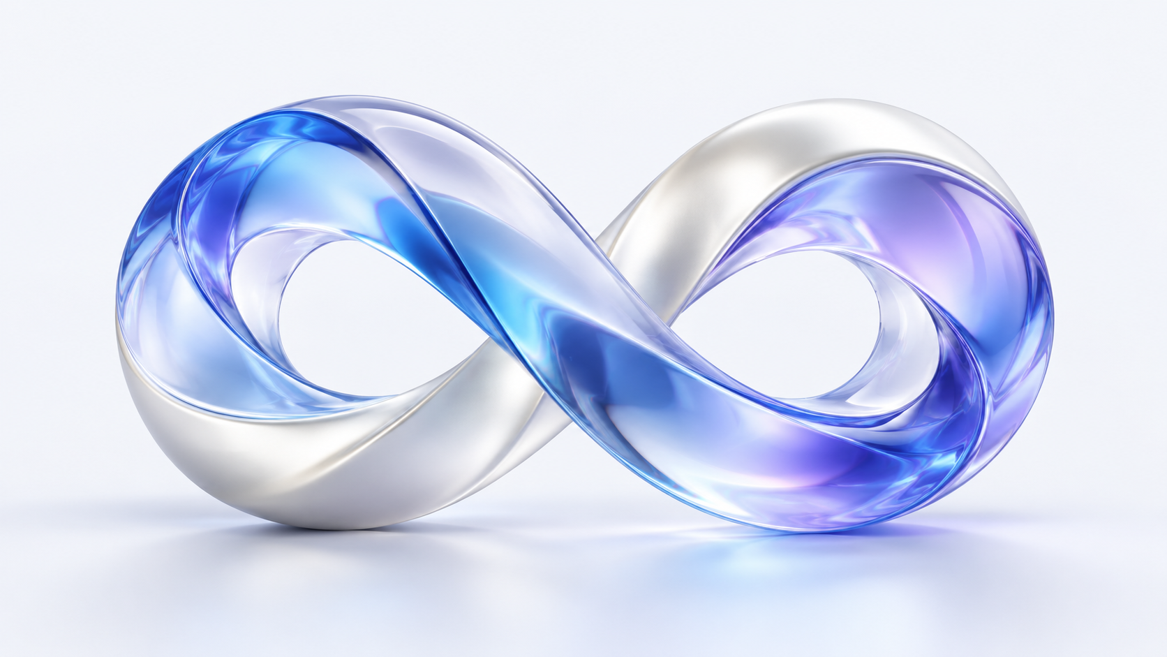 Sculptural blue glass and pearl-white loops, a visual expression of connected intelligence